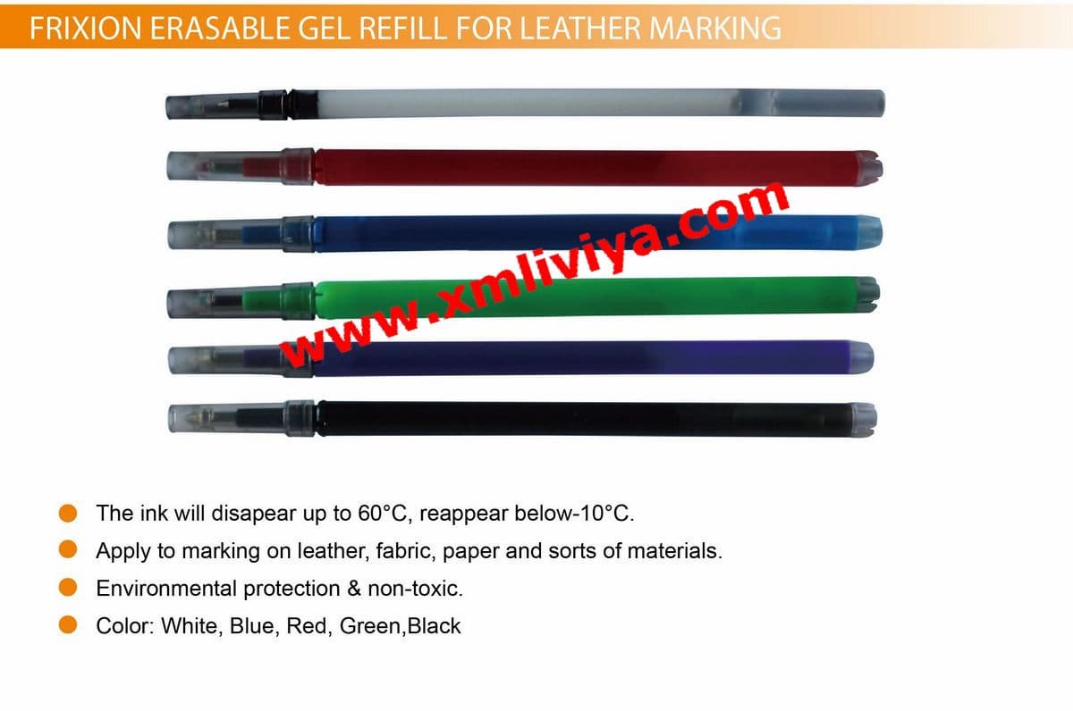 Frixion Erasable Gel Refill for leather marking